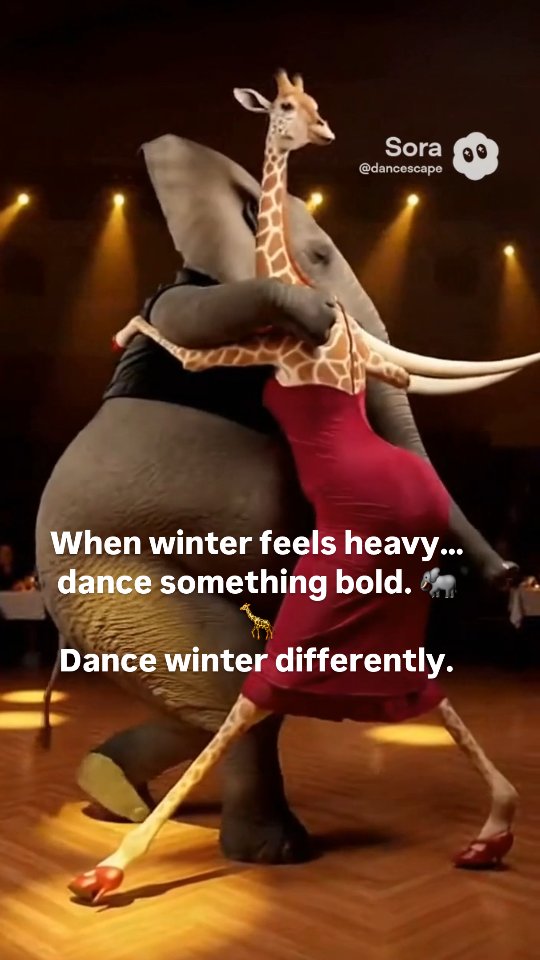 When winter feels heavy…
dance something bold. 🐘🦒
Dance winter differently.