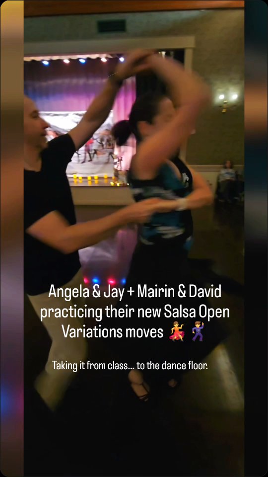 Angela & Jay + Mairin & David practicing their new Salsa Open Variations moves 💃🕺

Taking it from class…
to the dance floor.

This is where it all starts to come together.

Thank you to everyone who came out to our Practice Party 💃🕺

Such a great night — this is what our community feels like.

#danceScape #SalsaDance #OpenVariations #SocialDance