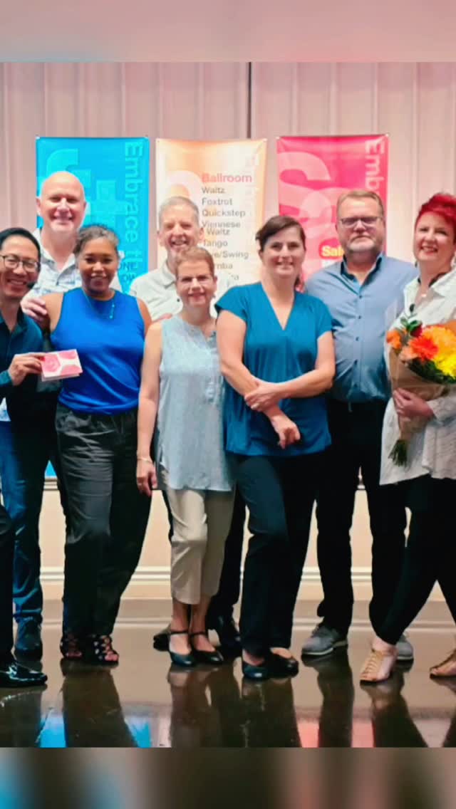 🌸 From First Steps to Forever Friends 🌸
We were so touched to receive a beautiful bouquet from our Semi-Private students — Gail, Michael, Sheila, Stephen, Gillian, and Dave. A gesture that speaks volumes about the journey we’ve shared. 💐
Michael and Stephen began dancing with their spouses, Gail and Sheila, in our Absolute Beginners group class. There, they met Dave and Gillian — and what started as learning steps soon turned into laughter, friendship, and a deep sense of connection.
Now, through Ballroom and Latin Semi-Private lessons, we’ve seen them grow not only in dance but in confidence and camaraderie. The way they support one another is truly inspiring.
This is the heart of danceScape — where the steps are just the beginning, and the real magic happens in the connections we build.
And yes, we can’t wait for our next get-together… around the barbecue! 🕺🍔💃
#danceScapeCommunity #FriendshipInMotion #BeyondTheSteps #GratitudeAndGrowth #JoyOfDance #BallroomBond #StepsToConnection